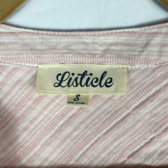 Listicle Boho Pink Stiped Cotton Blouse - Picture 7 of 10